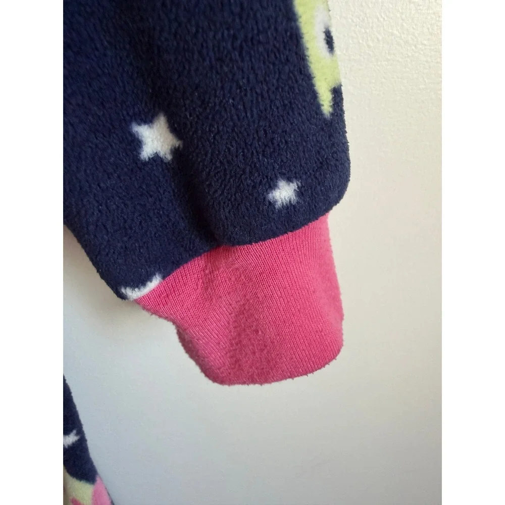 Absorba Girls Fleece Footed Pajamas Navy Blue Owl Star Print Sleepsuit 4T